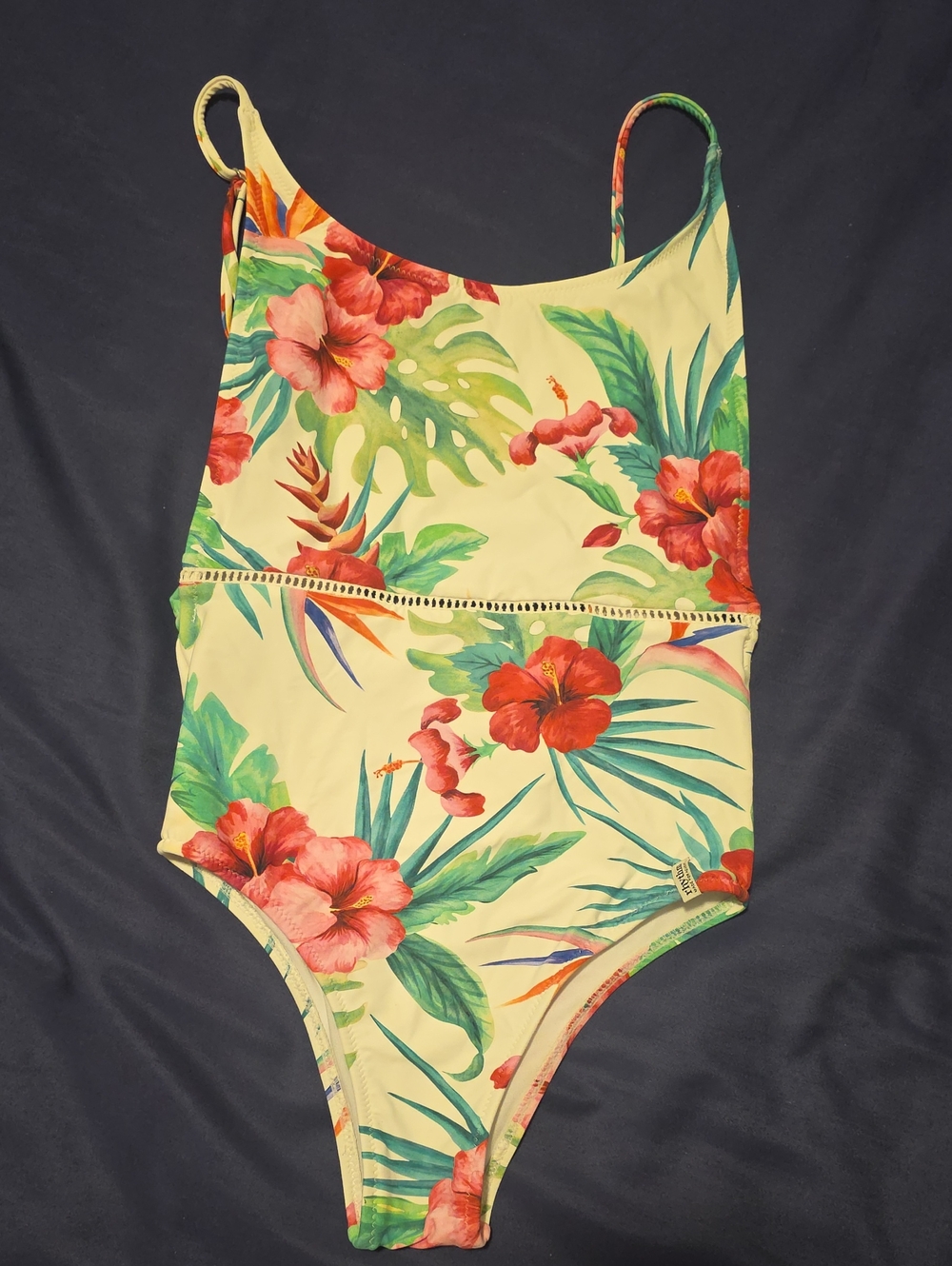 Pac Sun Tropical One-Piece Swimsuit with Red Hibiscus Print!!